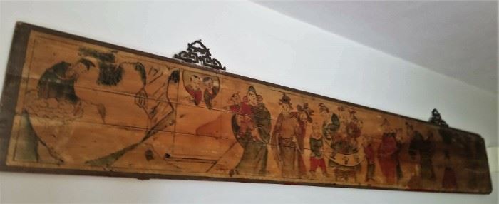 Asian wood painting approximately 48" 