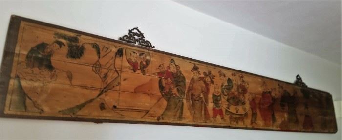 Asian wood painting approximately 48"