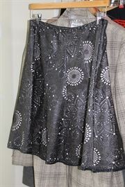 Skirt with leather cutwork and silk lining
