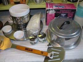 Fondue Set, Grilling Utensils, Egg Coddlers, and Cake Carrier