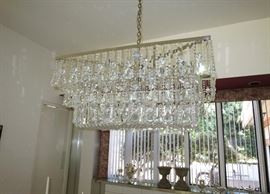 Spectacular Mid-Century Rectangular Crystal Chandelier