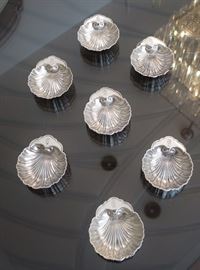 Antique Set of Sterling Shell Salt Cellars