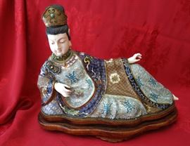 Vintage Chinese Cloisonne Reclining Noblewoman