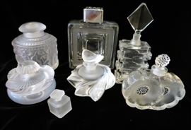 Assortment of Lalique and Lalique-Syle Perfume Bottles