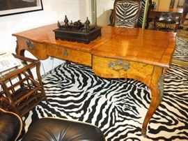 Gorgeous Bureau Plat on a Fabulous Zebra-Print Carpet (Inkwell not avail)