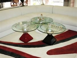 3 of 7 Round Pyramid-Base Lacquered Occasional Tables