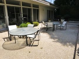 "Quantum" Mid-Century Black & White  Round Tables & Armchairs by Brown Jordan
