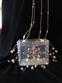 Amazing Lucite Handbag w/ Beaded Decoration & Chain