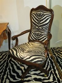 Zebra Print French-Provincial-Style Desk Chair