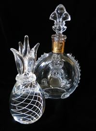 Baccarat Decanter and a Mid-Century Steuben Pineapple Paperweight