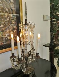 One of a Pair of Antique Gilt & Crystal Girondelles