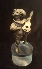 Exquisite 19th. Italian Sterling Silver Miniature Commedia dell' Arte Musician 