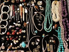 Rose Quartz, Turqoise, Sterling & Semi Precious Stone Jewelry; DuPont Sterling Silver, Art Deco gold-Overlay, and Montblanc Fountain Pens