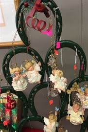Hand Made Welded Horseshoe Christmas Tree, Angel Ornaments Sold Separately
