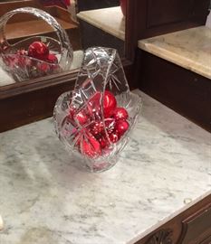 Crystal Basket, Christmas Ornaments, Victorian Eastlake Drop Princes Marple Top Vanity Dresser