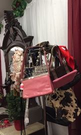 Assorted Evening Beaded Bags, Victorian Eastlake Drop Princes Marple Top Vanity Dresser