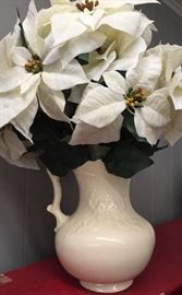 Silk Poinsettias, Ceramic Pitcher
