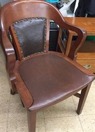 Half Round Leather Seat Side Chair