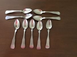 9 coin silver teaspoons. Hallmark L Gifford Fall River