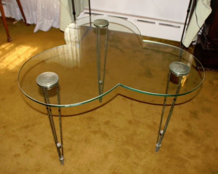 Mid Century Glass Clover End Table