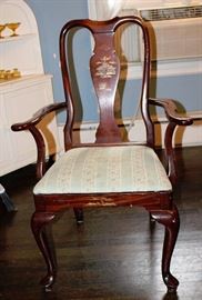 1 of 2 Queen anne/Asian Decorated Arm Chairs