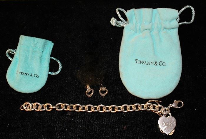 Tiffany Sterling Heart Earrings and Bracelet