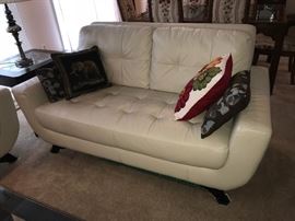 Off white leather loveseat, like new