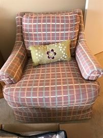 mauve upholstered chair