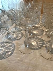 Antique etched stemware