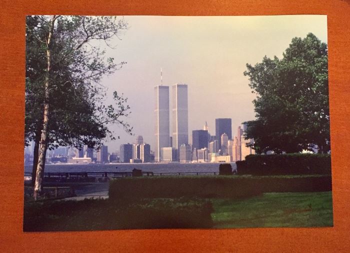 Signed photo of Twin Towers by Bill Priest 