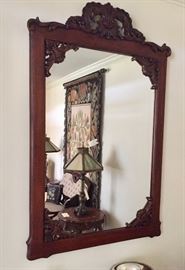 Antique carved wood frame mirror 