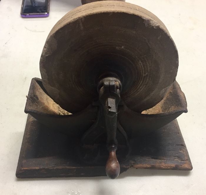 Antique HB&M grinding wheel