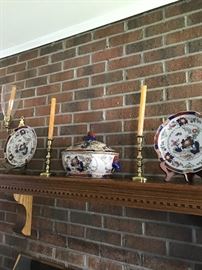 3 pieces of a large set of oriental plates, planter, tureen and foot bath.  Heavy and large.