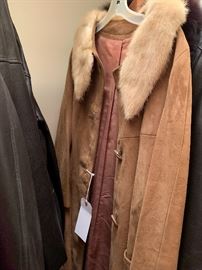 Vintage leather and mink coat