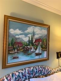 Oil painting of boats 
