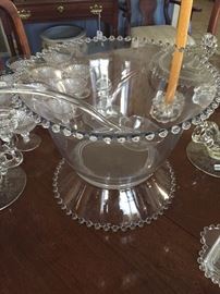 Beautiful Candlewick Glassware in the formal dining room.  Other Candlewick pieces available.