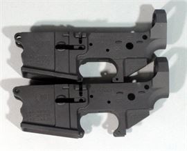 SMI Model SMI-15 AR15 Hard Anodized Black 7075-T6 Billet Aluminum Stripped Lower Receivers, Multi Cal, Qty 2, SN# SMI-B01921 & B01925
