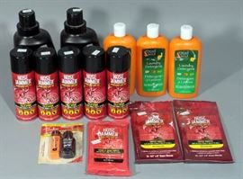Hunting Supplies- Zero Products Laundry Detergent, Buck Lure, Nose Jammer Field Spray, Dryer Sheets, & Wipes, & DDW Laundry Detergent, New Old Stock