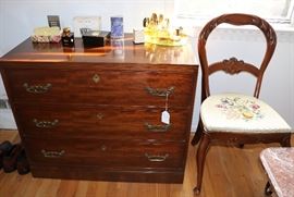 Mahogany Chest & Balloon Back Chair