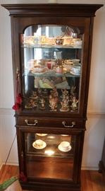 Pair of Lighted Display Cabinets, Large Teacup Collection, Hummels