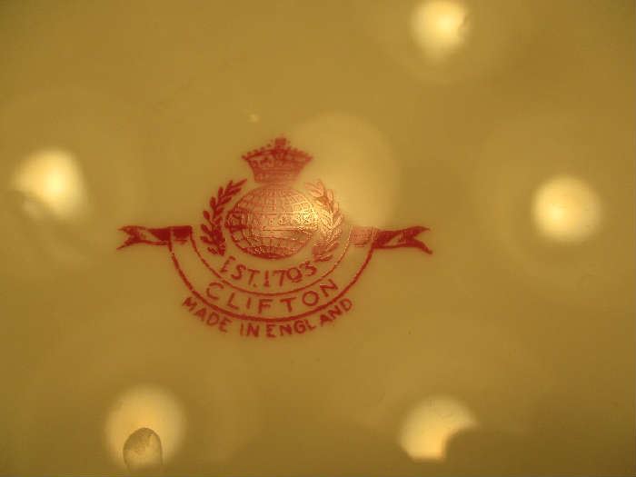 Mark on bottom of Minton china, Clifton pattern