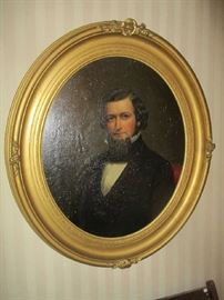 Oil Painting, Portrait, mid 19th century, oval gold gilt frame