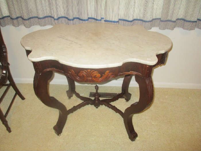 Antique parlor table, marble top