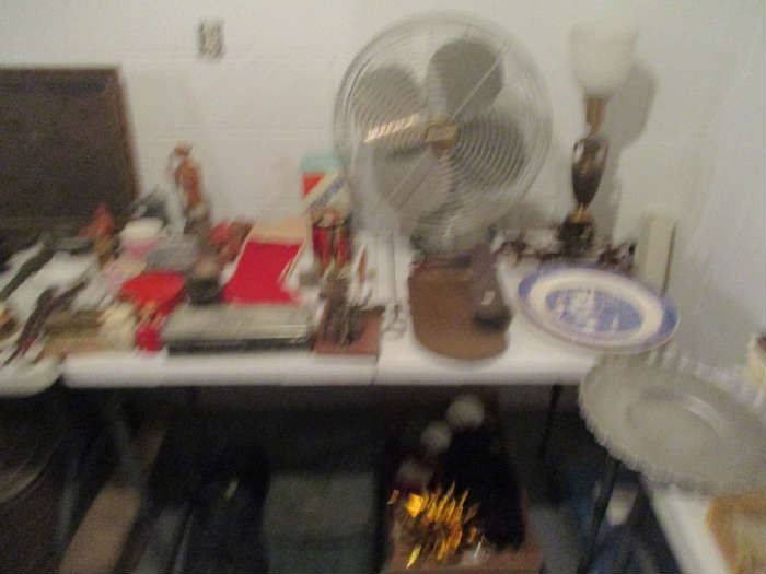 Fan, lamp and assorted items