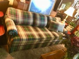 Green Plaid very nice and clean sofa