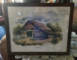 Signed "Jefferson Island" watercolor