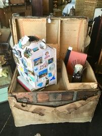 Large Stage Coach Trunk with original canvas cover