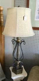 Wrought Iron and Wood Lamp (Set of 2)