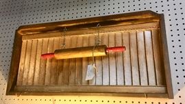Wooden Shutter with Antique Rolling Pin Wall Decor'