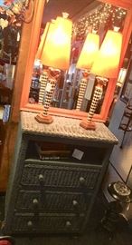 Gray Wicker Chest w/ Top that Turns for a TV and an area under the top for DVD player, cable box, etc